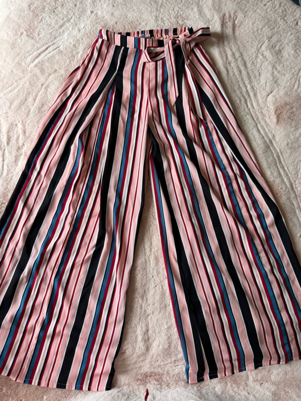 NWT Favlux Wide Leg Palazzo Pants Size Small Colorful Stripes